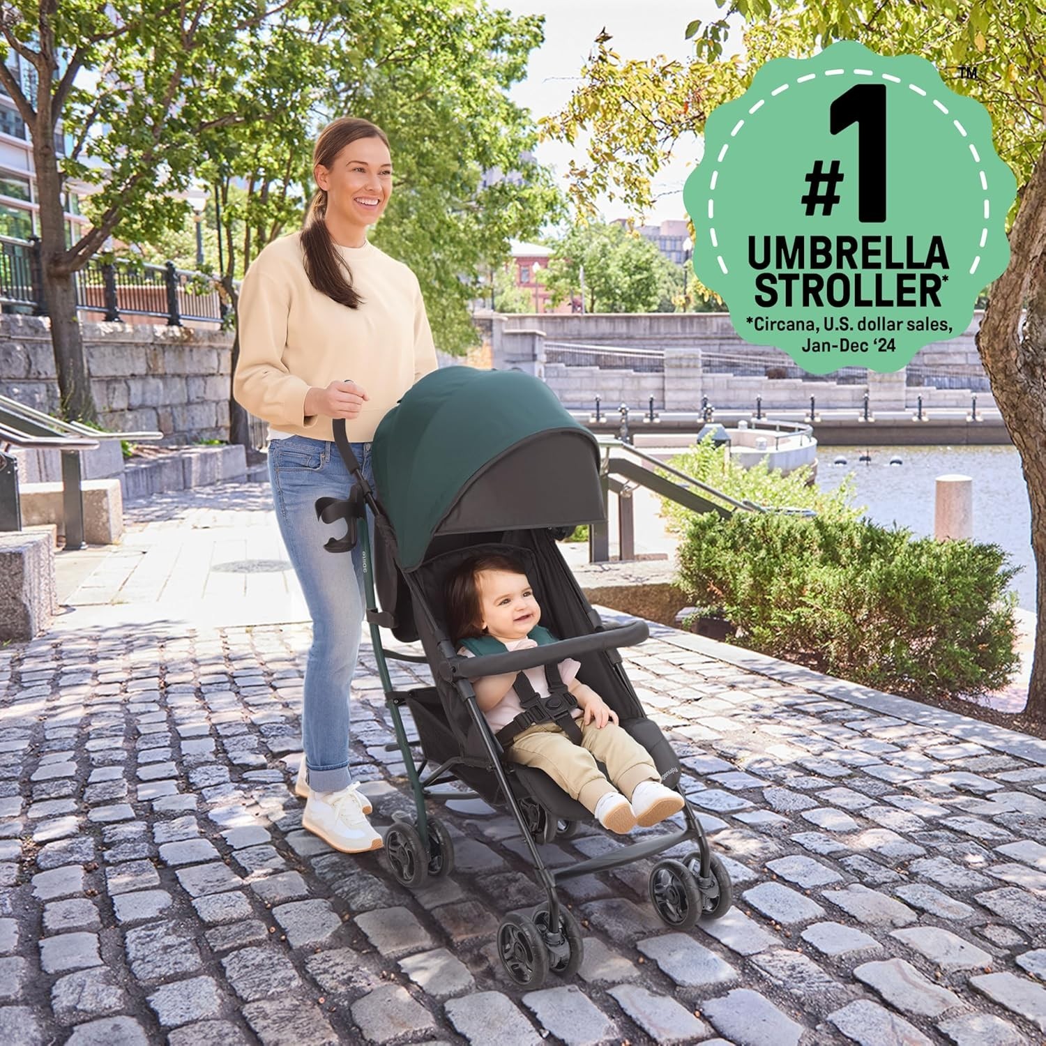 Lightweight Folding Stroller with Car Seat Compatibility & Extra-Large Canopy