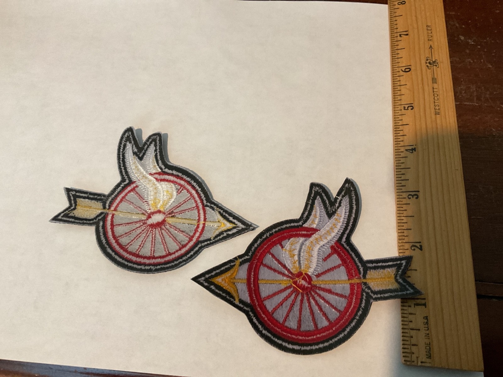 Wings and wheels Motorcycle patch 2 pieces New Left and right Set