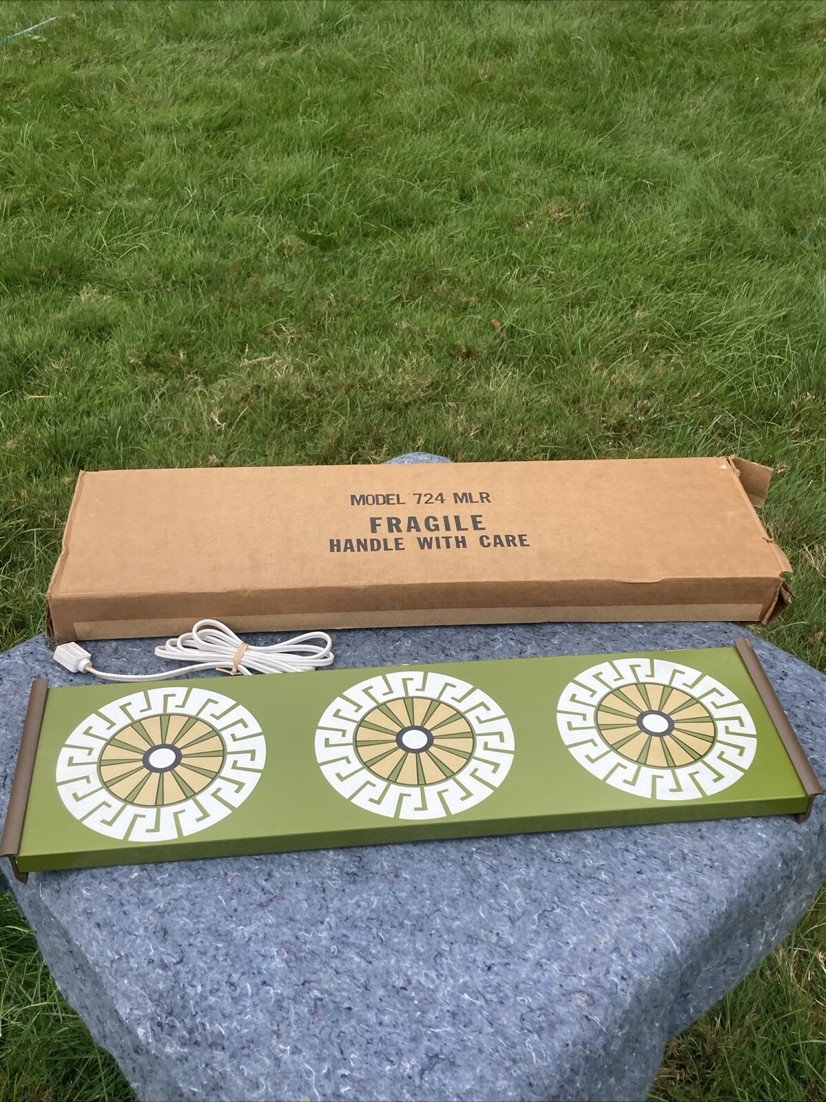 NOS Mid-Century Jasco Green Gold & White Electric Food Warming Tray W/Box-RARE