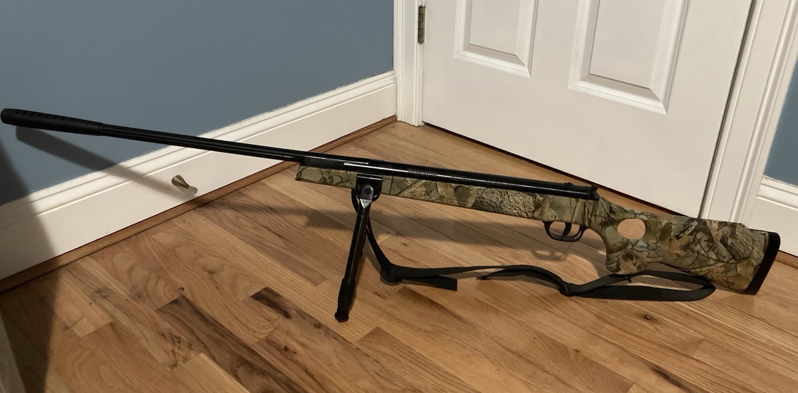 Camouflage Spring-Piston Air Rifle, Rifled Break Barrel with Bipod, Pellet Gun