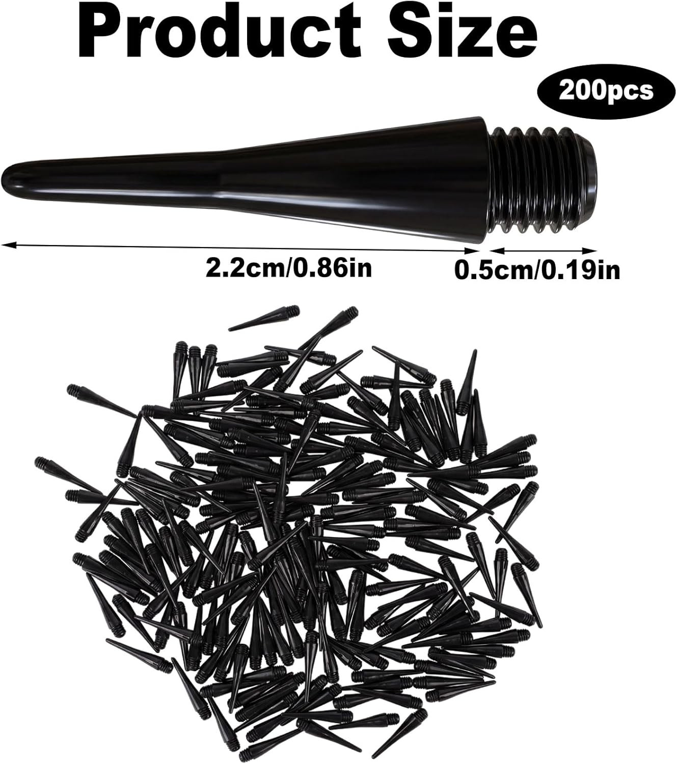 200 Pack 2BA Thread Soft Dart Tips - Premium Plastic Replacement Points | Essent