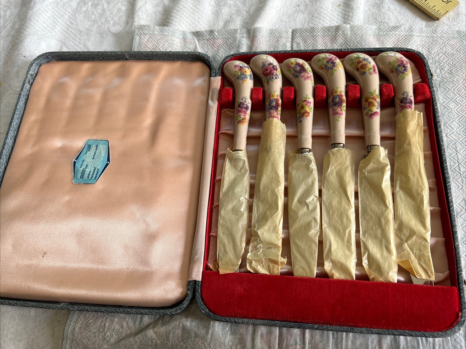 Gimbel Bros Sheffield England Bone china Handles Set of 6 Knives NIB NEW Vintage