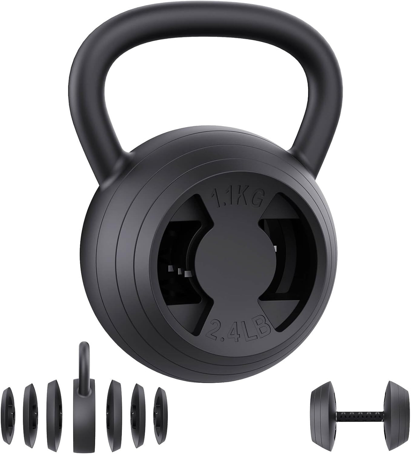 Hezeyferg 2-In-1 Adjustable Kettlebell, 15-45 LB Kettlebells Weight Set with Wid