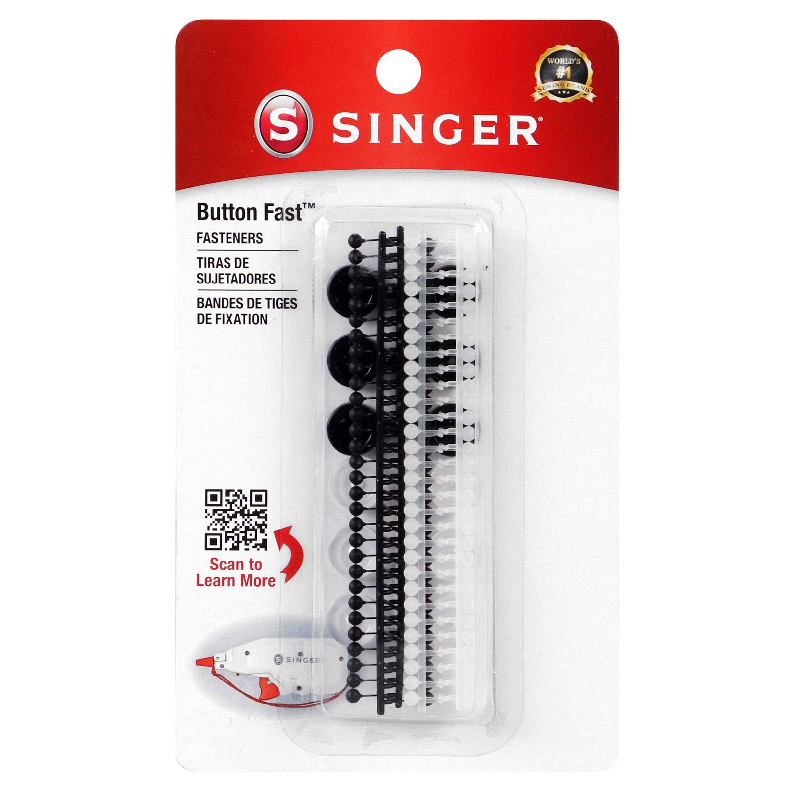 SINGER Fast Replacement Fasteners and 120 & 12 Buttons, White