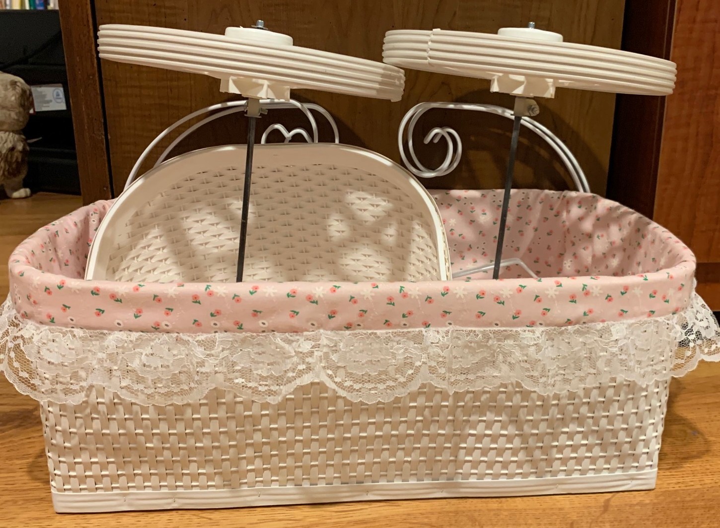 Plastic White Basket Weave Patterned 29 inch Tall Stroller
