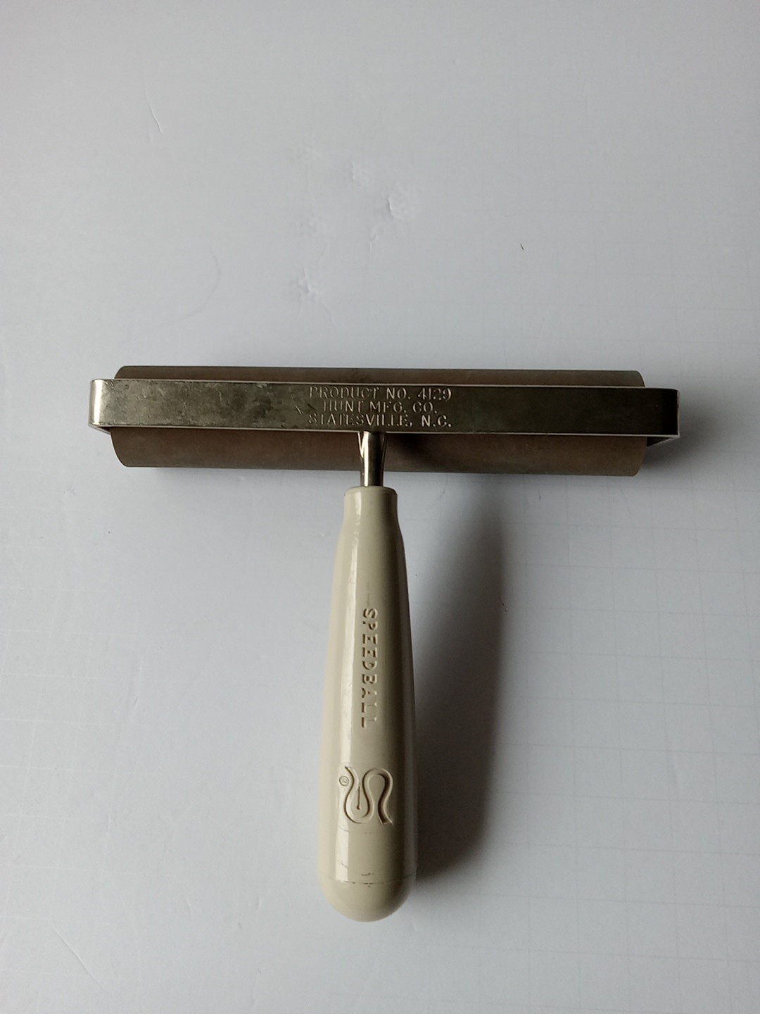 Vintage Speedball 6" Roller Brayer 4129 Rubber Ink Paint Stamp Gray USA Linoleum