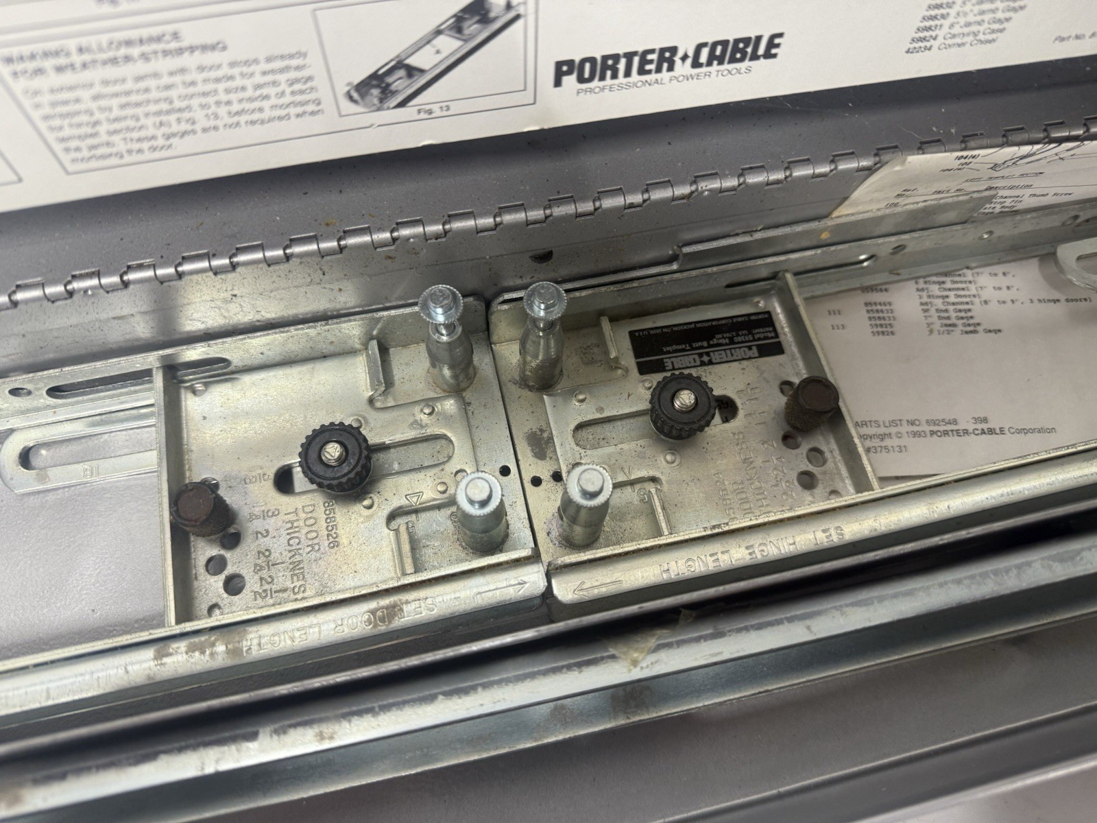 Porter Cable Model #59380 Hinge Butt Template Kit With Metal Case