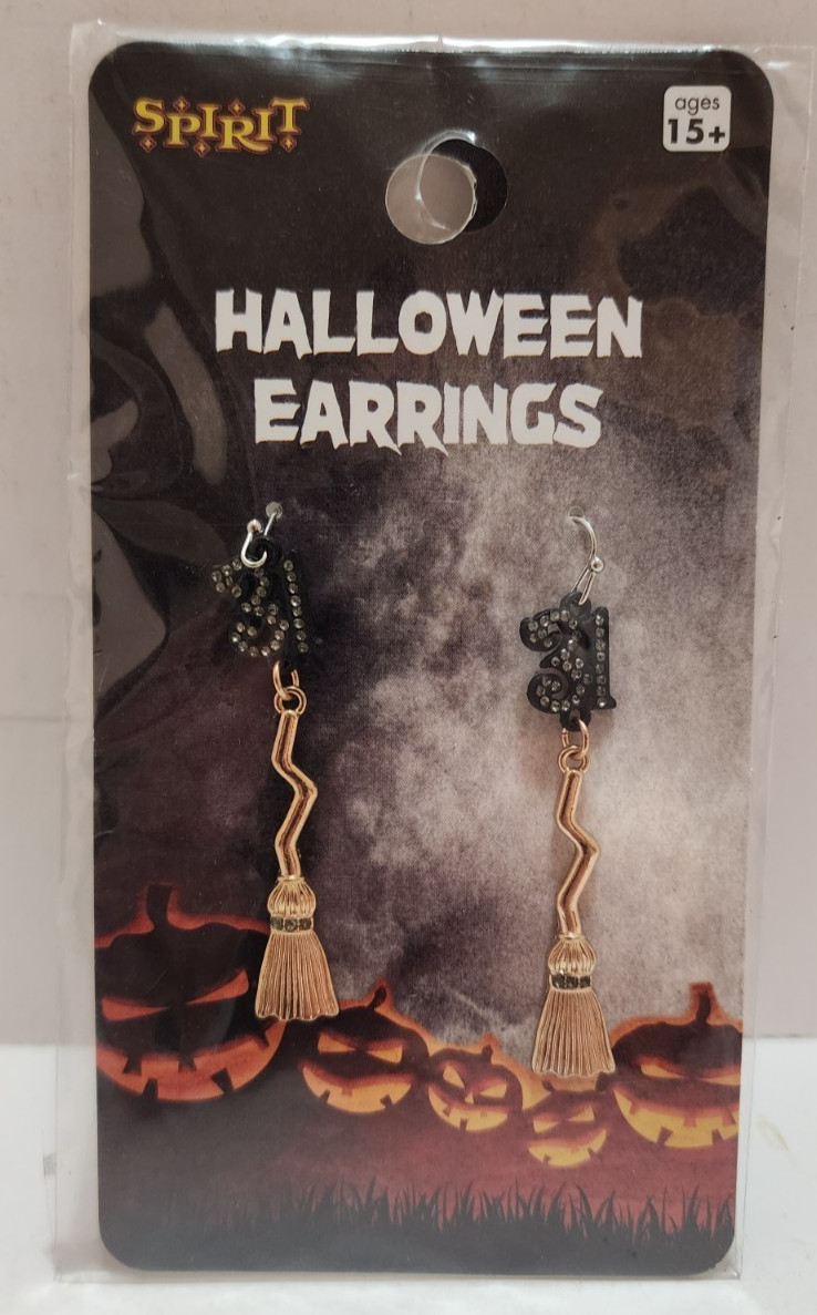 Spirit Halloween Earrings Witch Broom Broomstick 31 Costume Jewelry Brand New