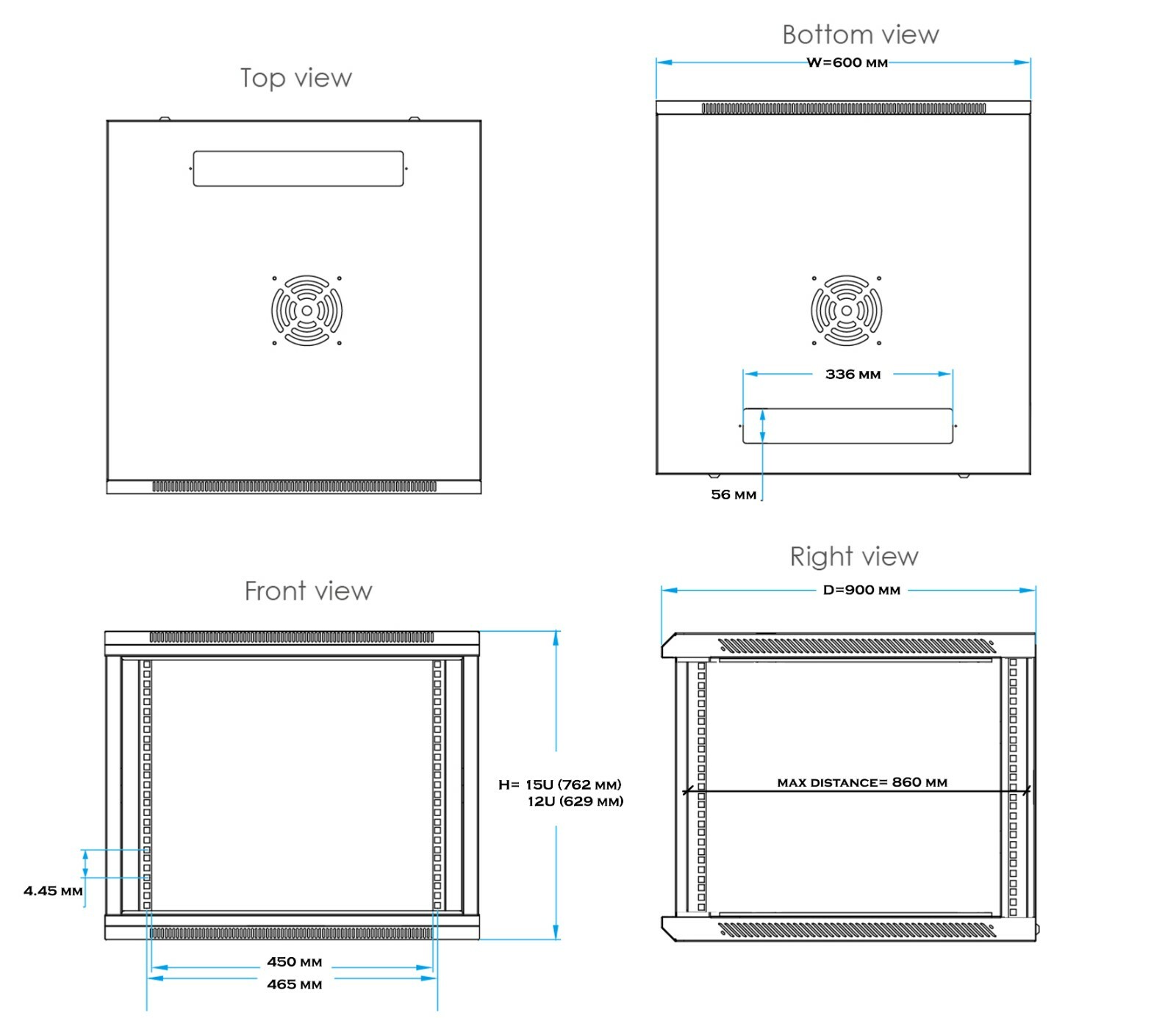 Server Rack Network Cabinet 15U 35 Inch Deep Rack Cabinet Enclosure For Servers