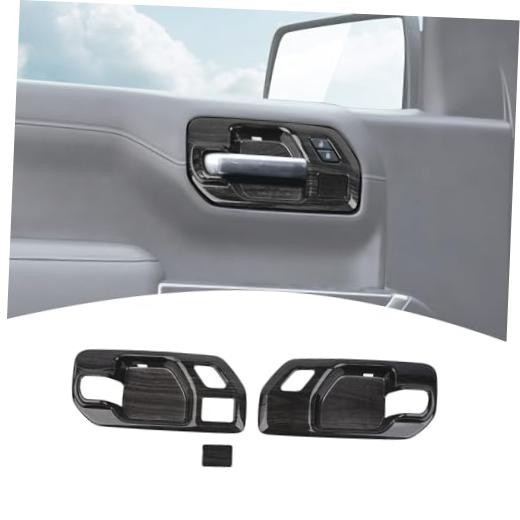 for Silverado Front Door Inner Door Handle Bowl Cover Trim for Chevy Black