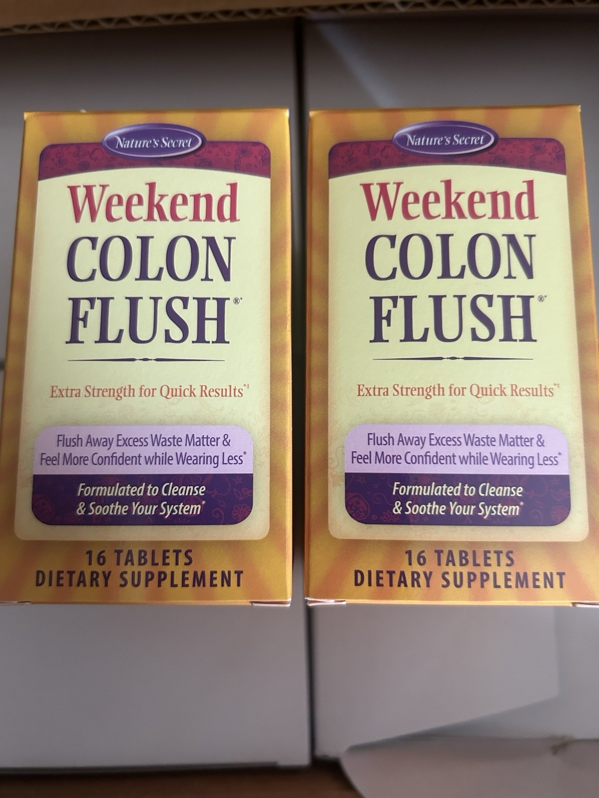 ❤️2-(16 Ct)Natures Secret Weekend Colon Flush Tablets Flushes Excess Waste 9/26