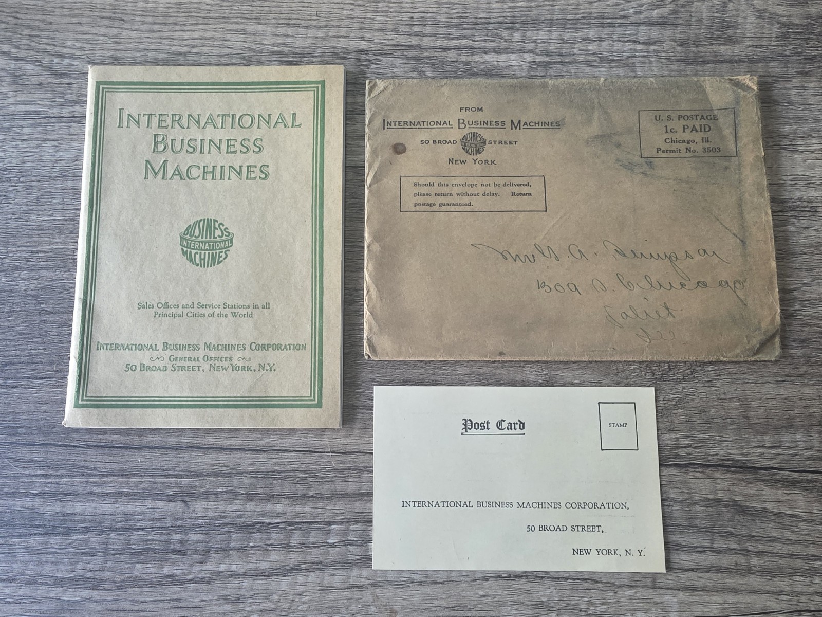 Vintage Rare Original 1925 IBM Catalog w Envelope & Return Postcard Dayton Scale