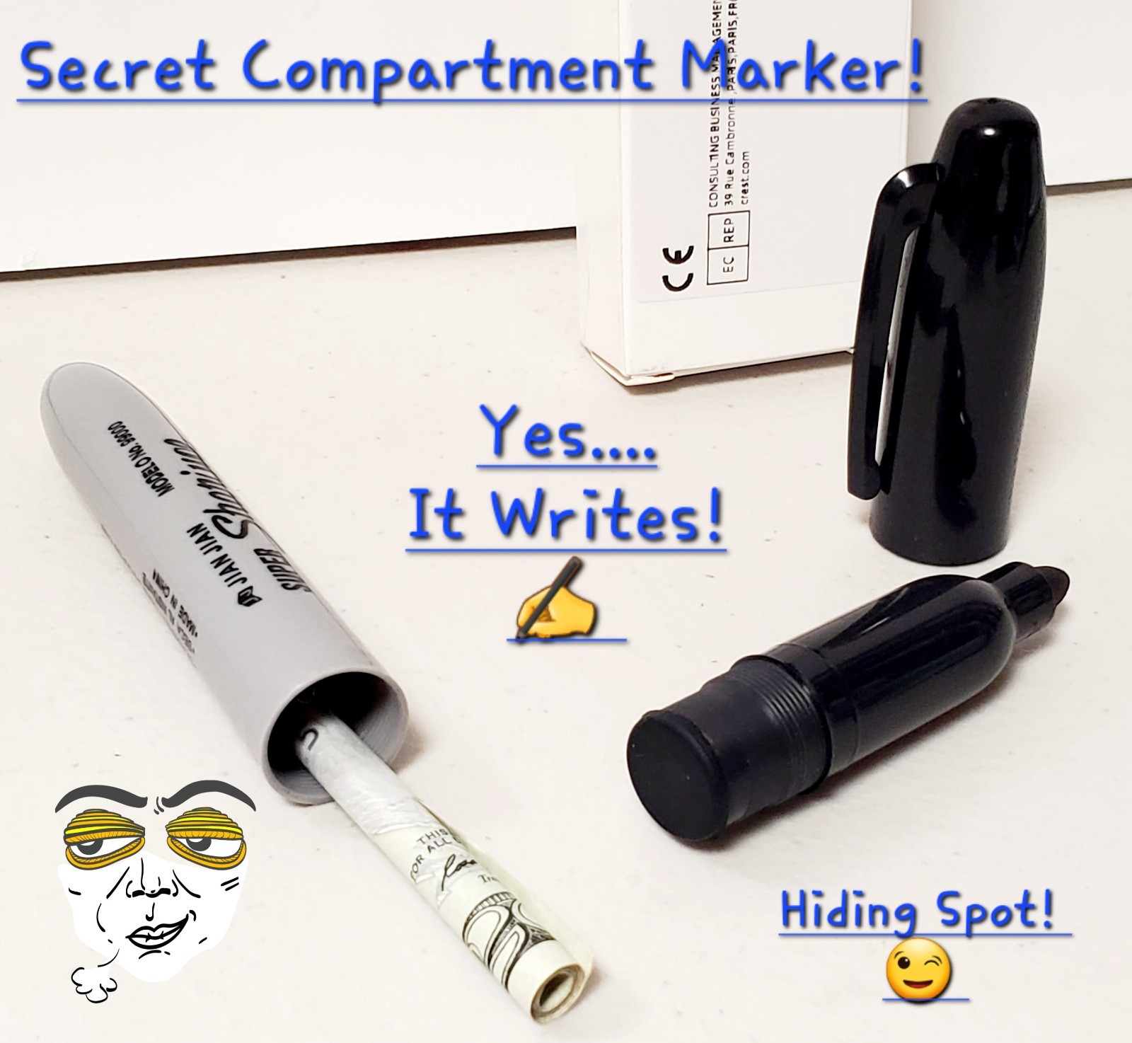 REAL Pen Hiding Spot Diversion Safe Decoy Sharpie Pen. IT WRITES! Inconspicuous