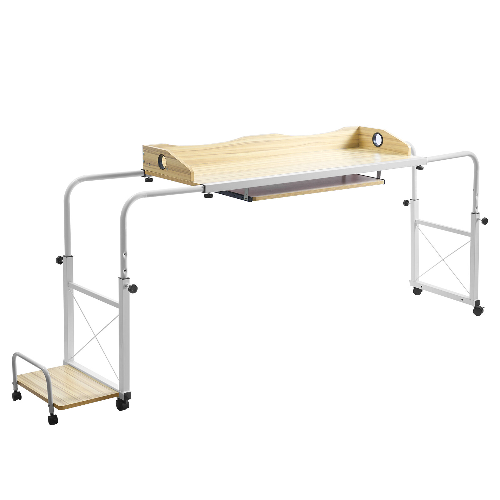Overbed Table With Wheels Adjustable Over Bed Desk Multi-Functional Table Home