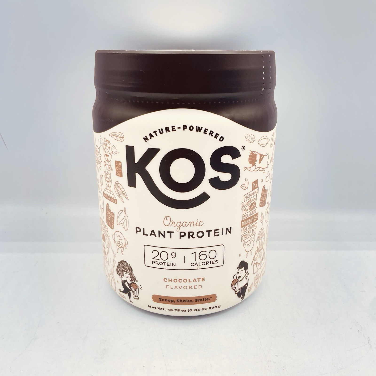 KOS Nature Powered Organic Plant Protein 20g Protein Chocolate Flavored 13.75 Oz