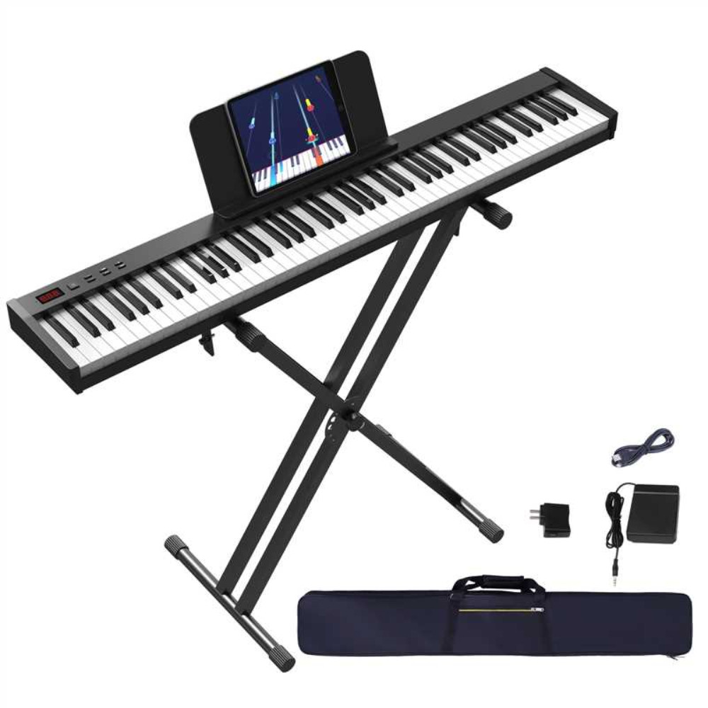 88-Key Portable Digital Piano with Foldable Stand & Carrying Case for Beginners