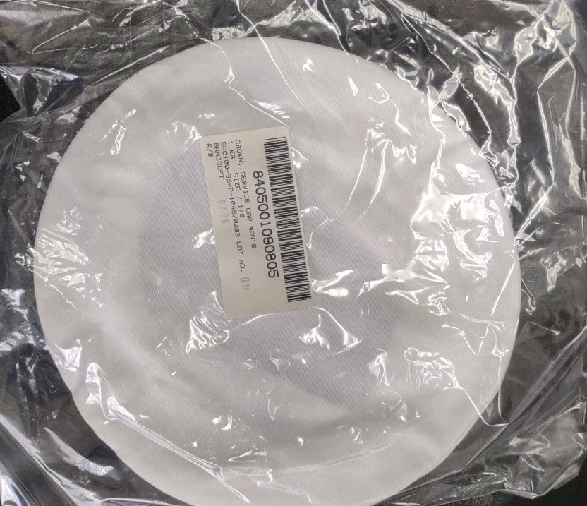 White Service Cap Crown Cover Sz 7 1/8 Poly Twill Brancroft