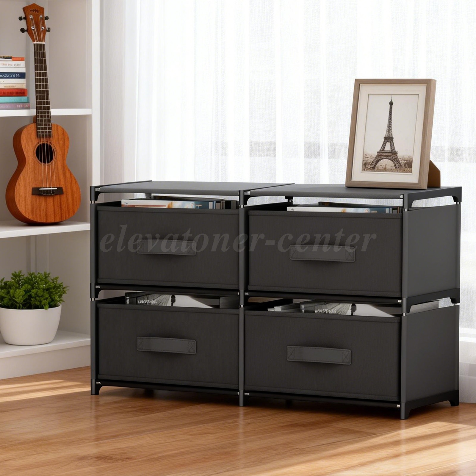 Non-Woven Fabric Multi-Functional Storage Cabinet, Double Row 4-Drawer