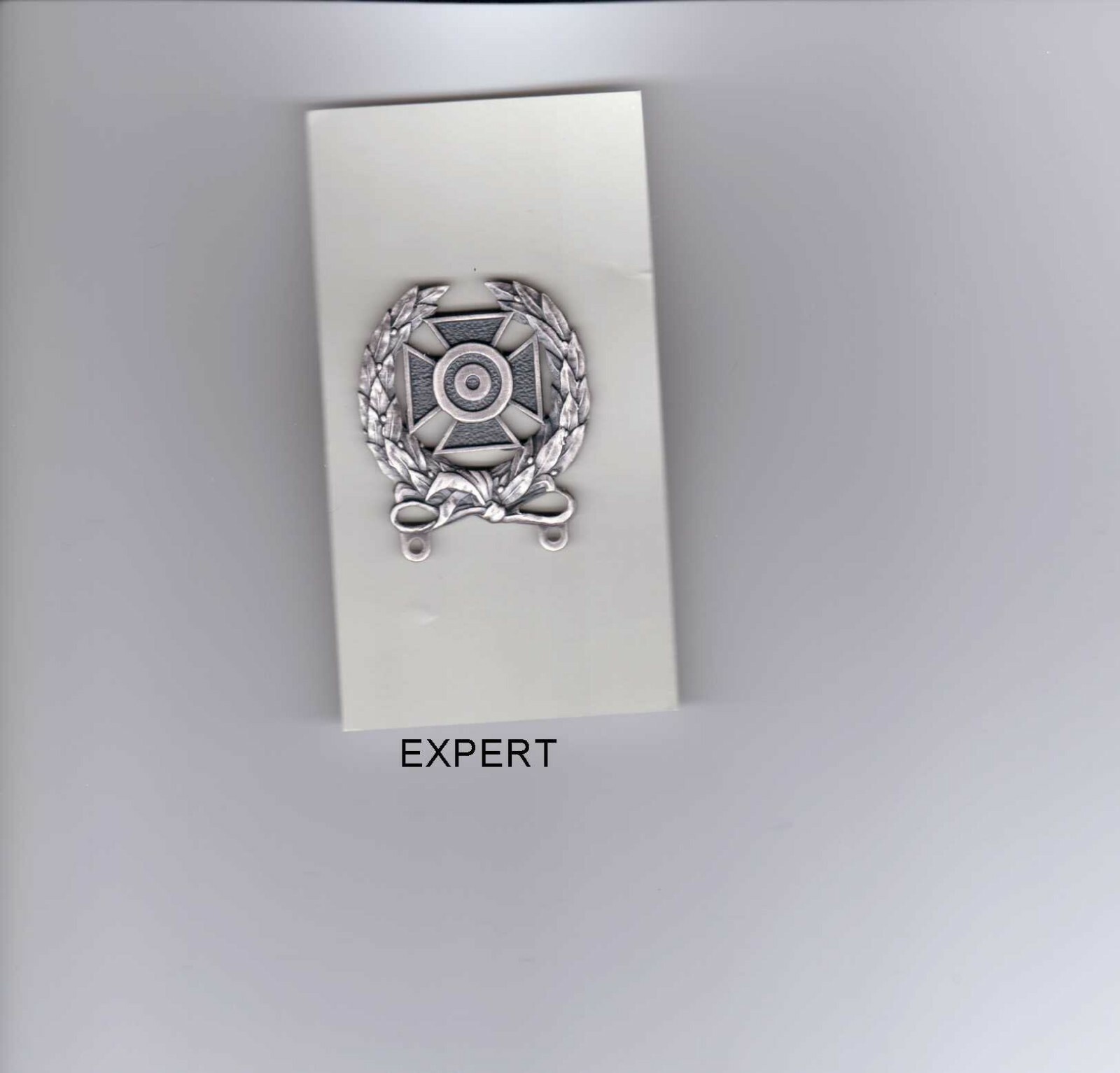 ARMY EXPERT MARKSMANSHIP QUALIFICATION BADGE- SILVER OXIDE FINISH:K7