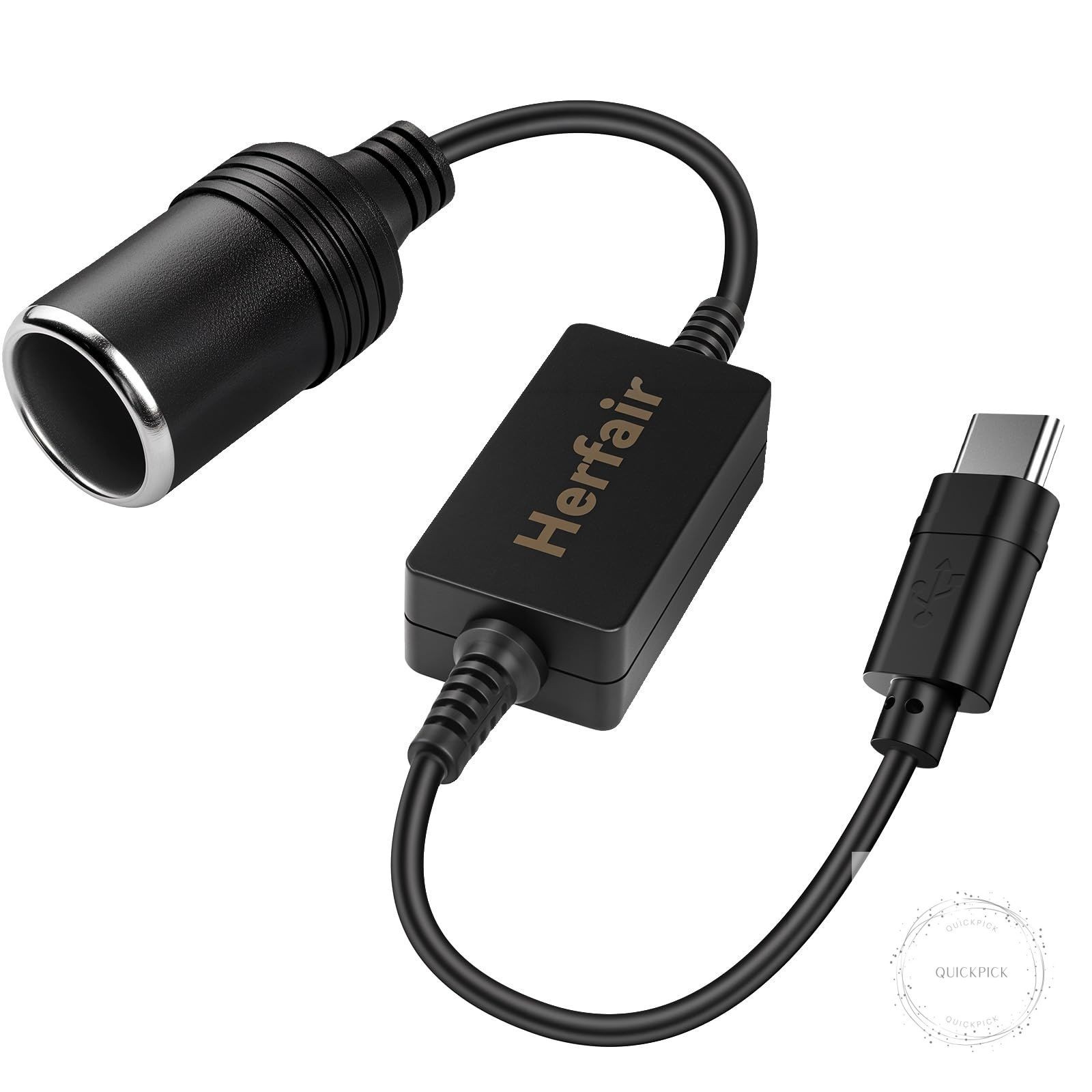 USB C Male to 12V Car Cigarette Lighter Socket Female Converter Adapter Power Ca