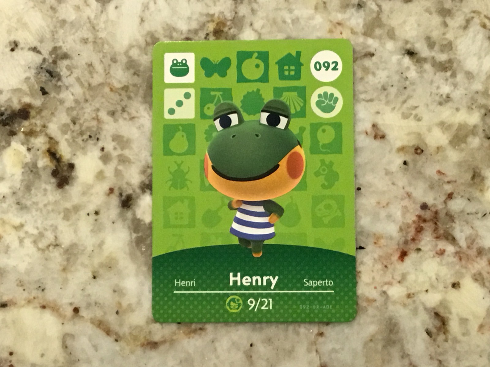 HENRY #092 Animal Crossing Amiibo Authentic Nintendo Mint Card From Series 1