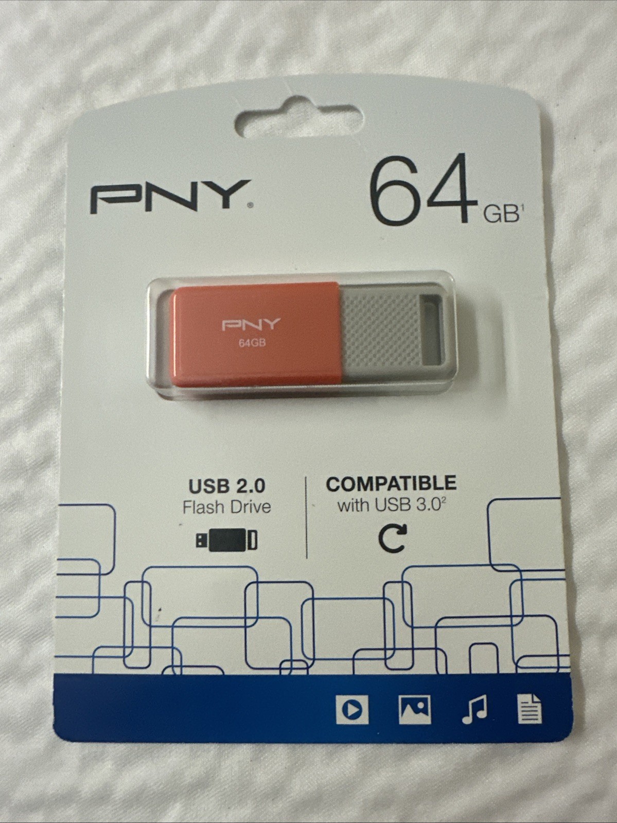 NEW  PNY 64 GB-USB 2.0 COMPATIBLE W/USB 2.0  - ORANGE
