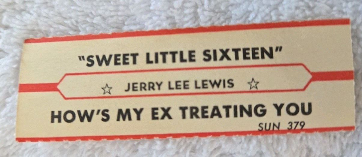 VTG Jukebox Title Strip JERRY LEE LEWIS Sweet Little 16/How's My Ex Treating You