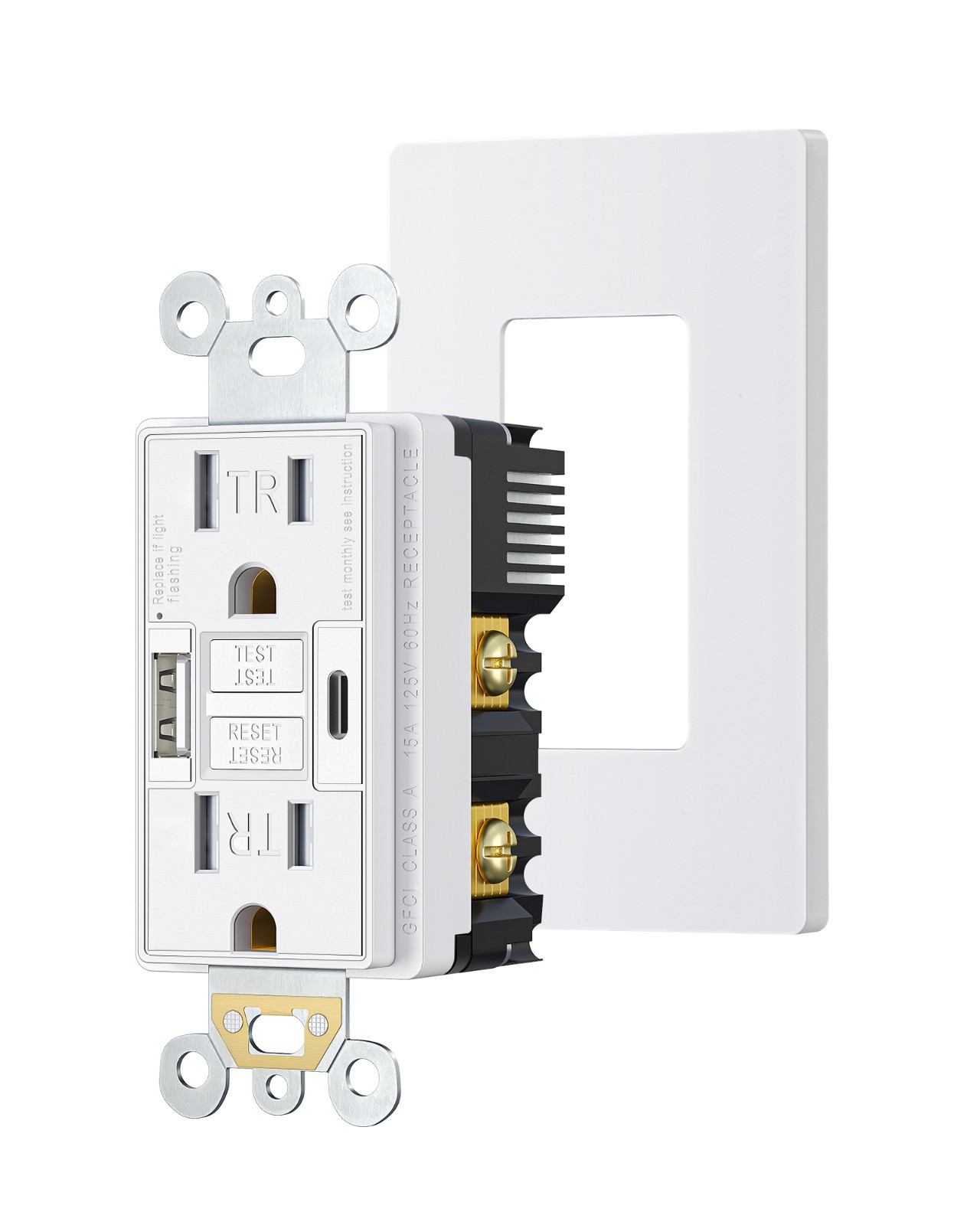 DEWENWILS 15A GFCI Outlet with USB A & C 4.8A Charger Tamper Resistant ETL