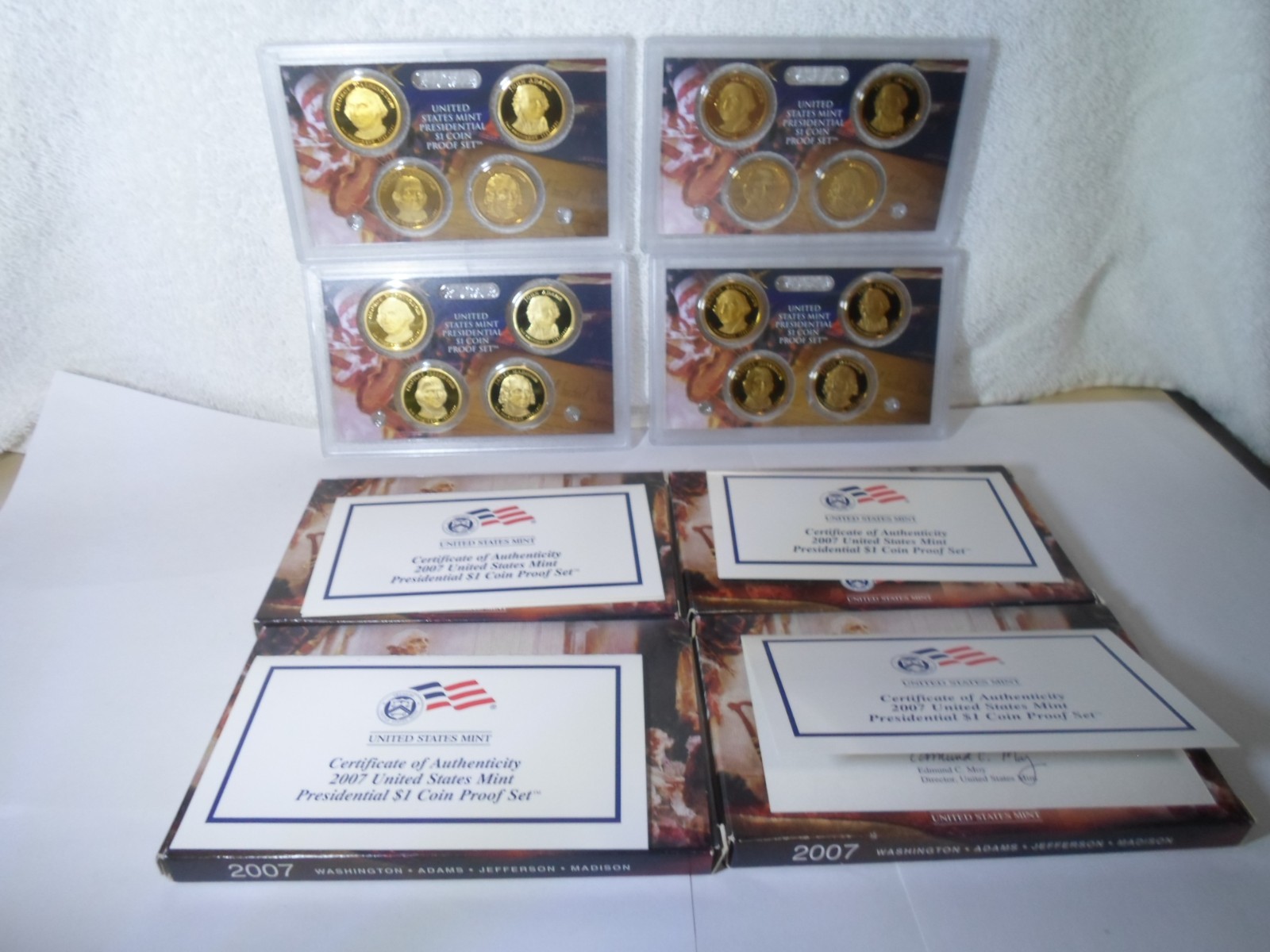 2007 US Mint Presidential $1 Coin Proof Sets W/Box & COA ** 4 Sets **