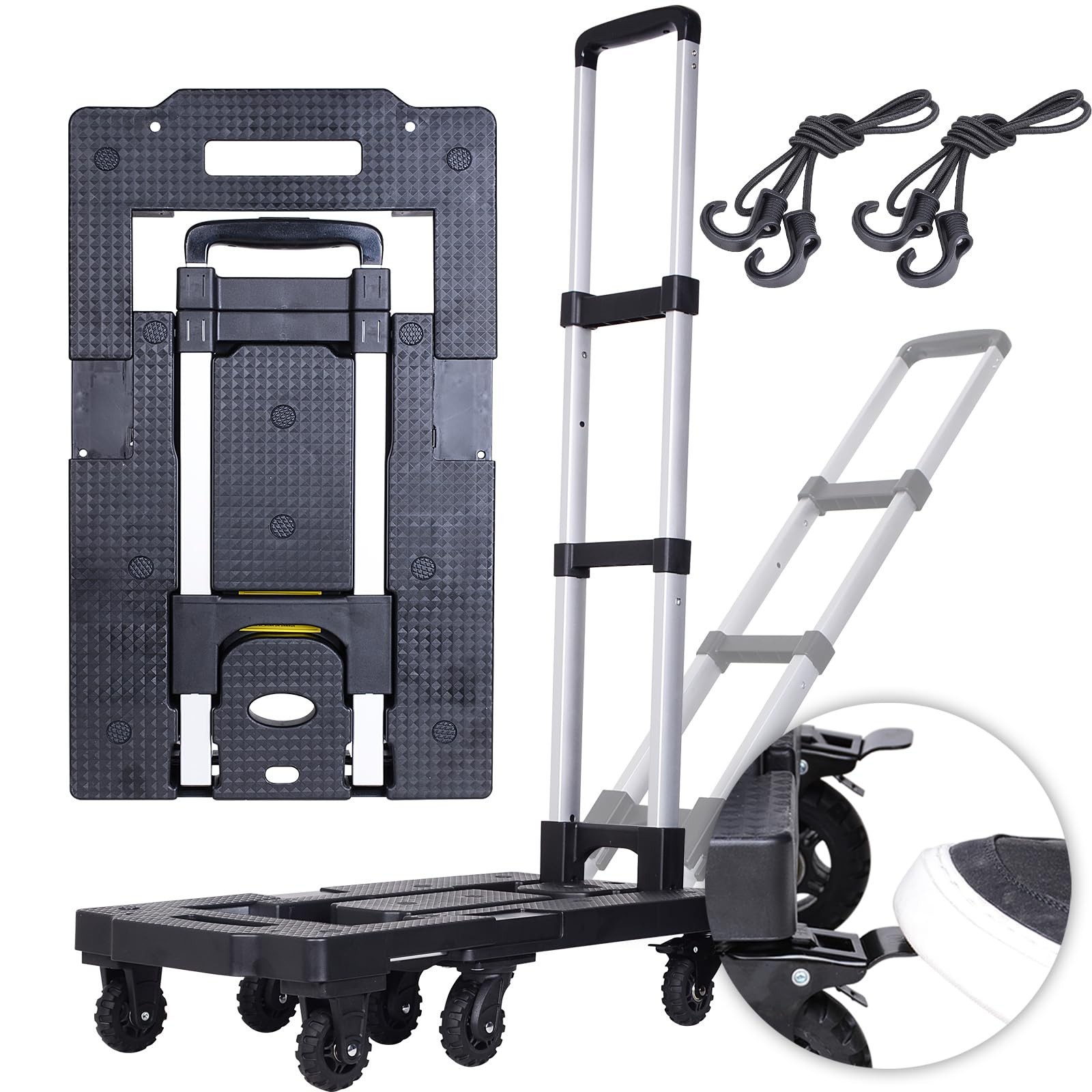 Upgraded 600LBS Heavy Duty Folding Hand Truck Dolly, Light Weight Utility Dol...