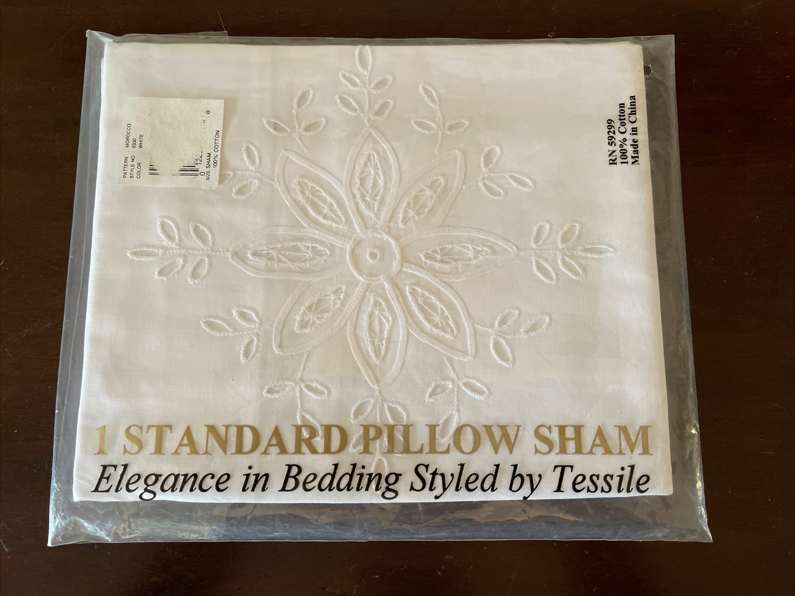 Vintage Tessile Pillow Sham Cutwork Embroidered Floral Cotton White Morocco New
