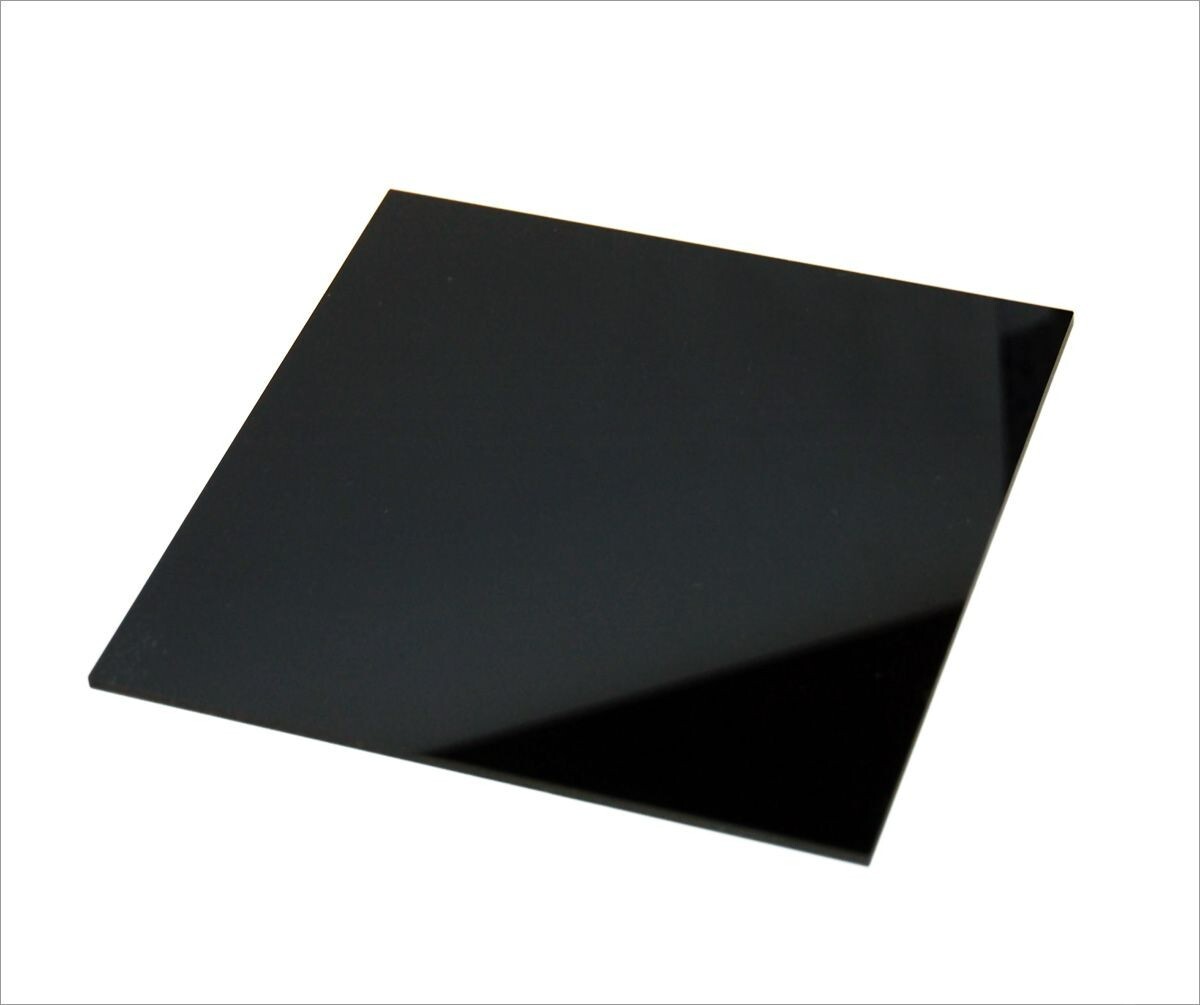 1/8" (3mm) Glossy Black #2025 Acrylic Plexiglass Sheet Thick 12"x12"