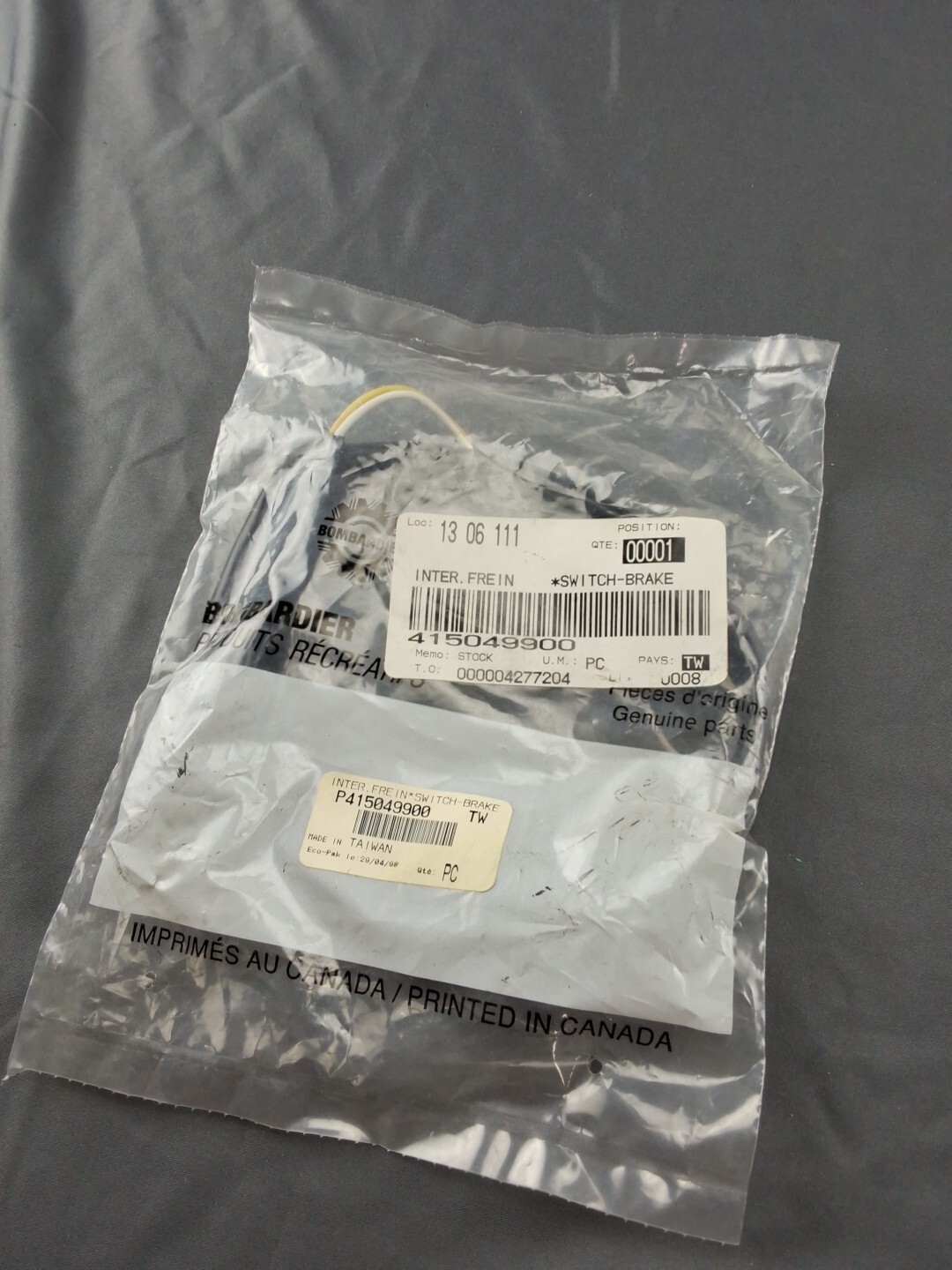 Ski Doo - 	NEW OEM Brake Switch Formula Skandic Touring	415049900