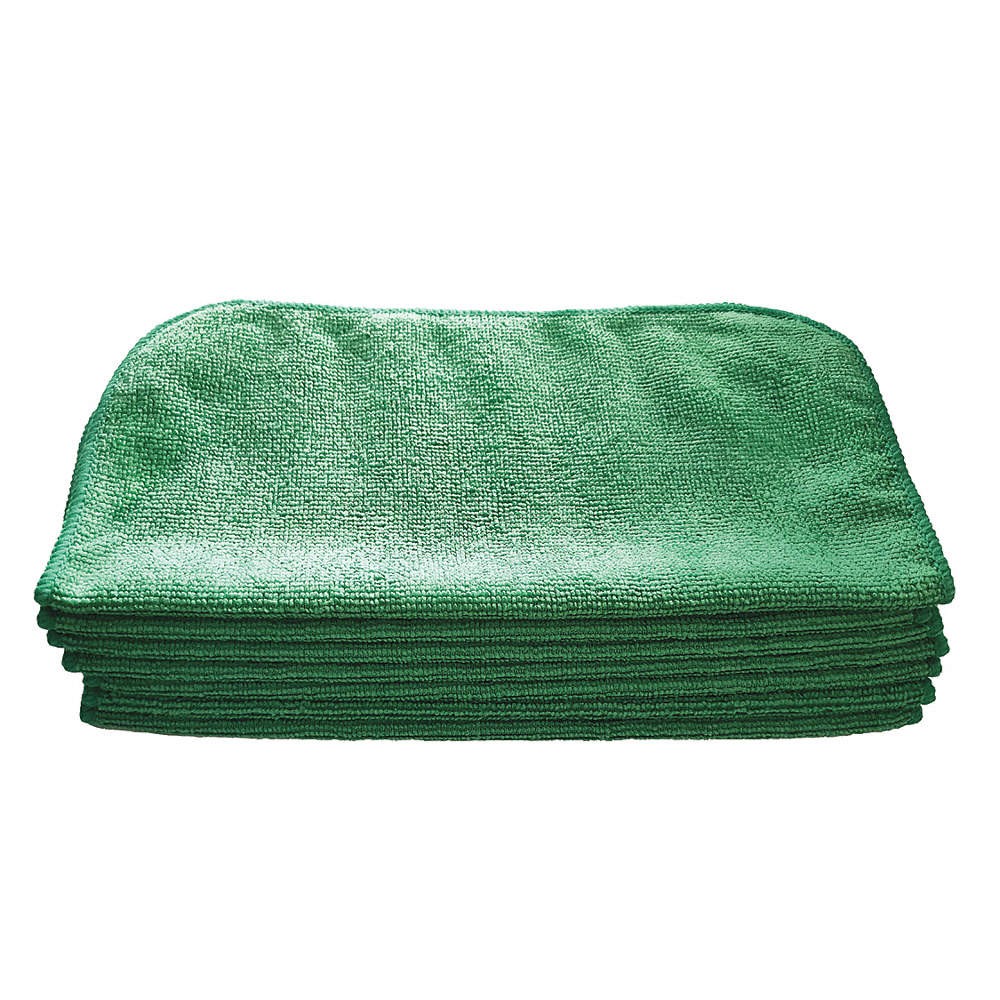 TOUGH GUY 32UV03 Microfiber Cloth,12" x 12",Green,PK12 32UV03