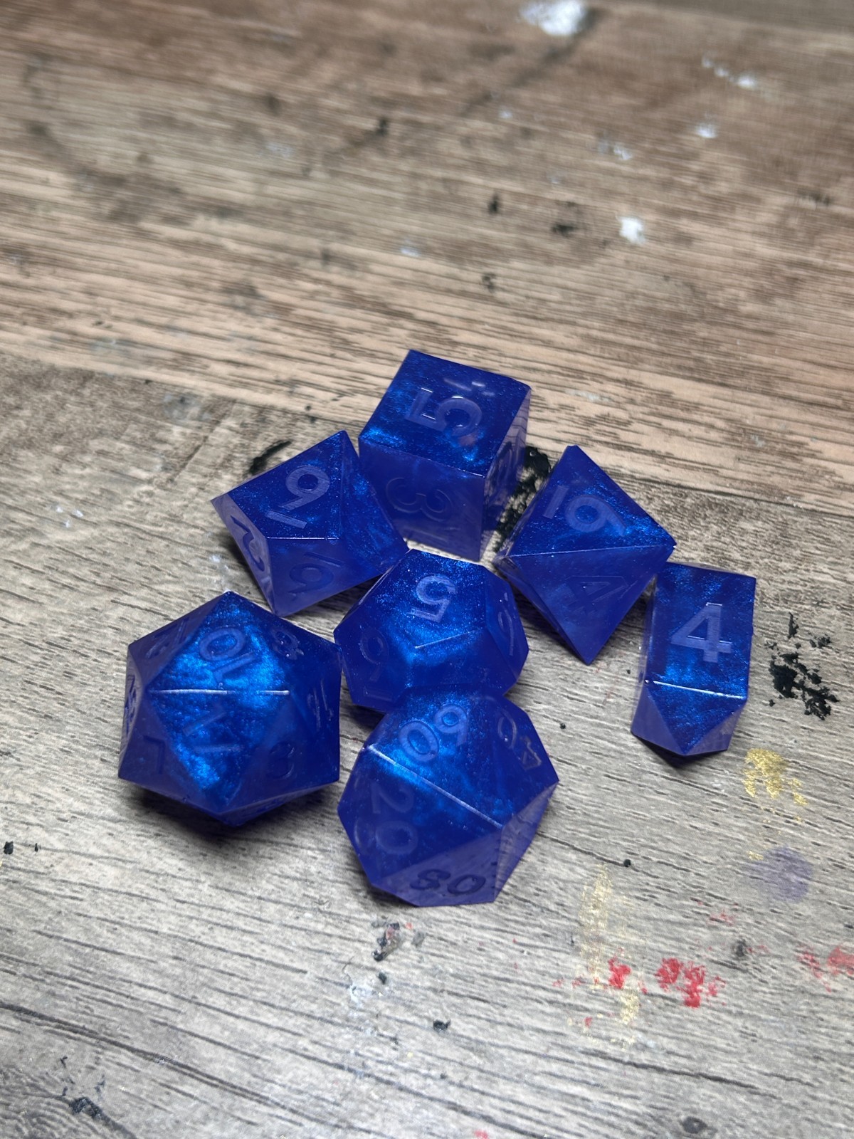 RAW* Dice: Blue Iris _ Resin-Cast Dice Set  *See Description* Handmade, D&D