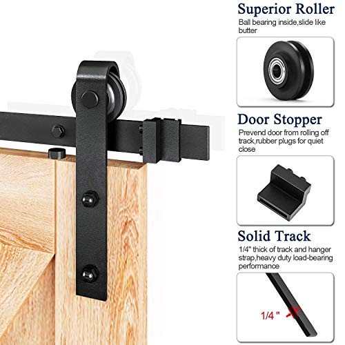 8FT Double Door Sliding Barn Door Hardware Track - 8FT-Double Door Kit