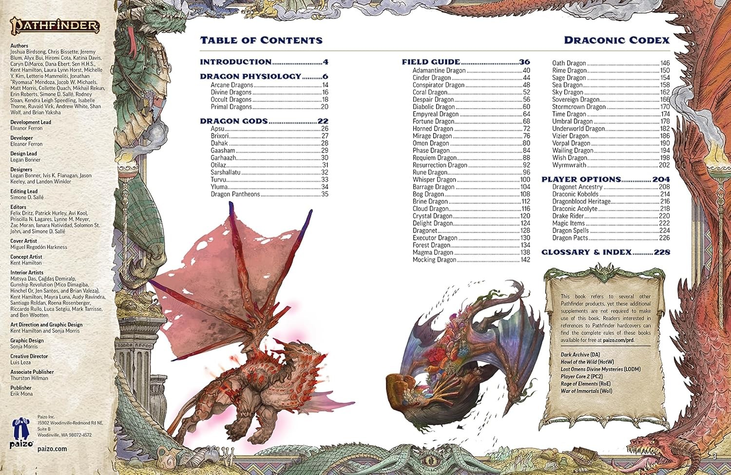 Pathfinder Lost Omens Draconic Codex - 224-Page Dragon Guide for Tabletop RPG Ga