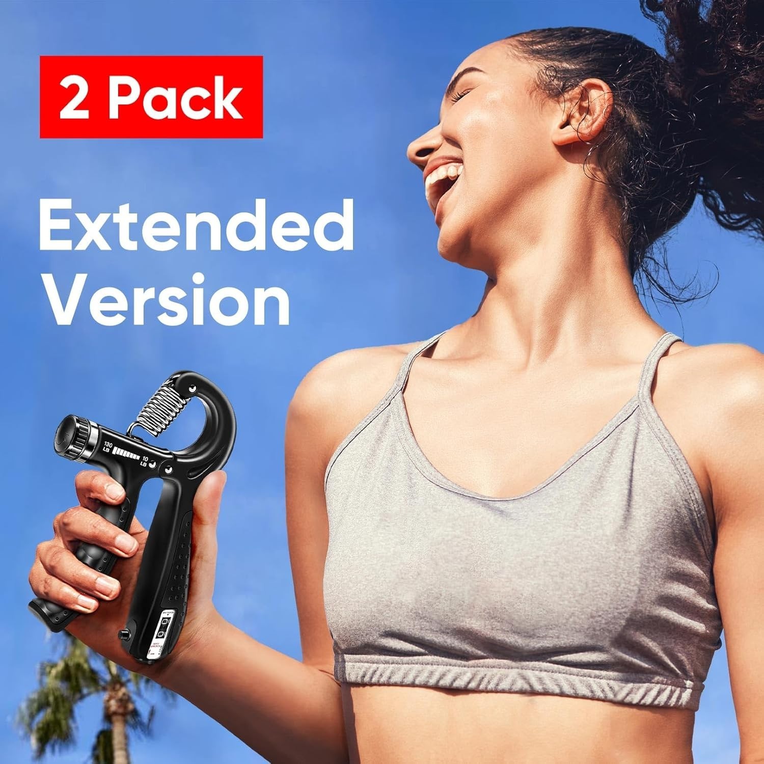 2 Hand Grip Strengthener Power Trainer Gripper Strength Adjustable Gym Exerciser