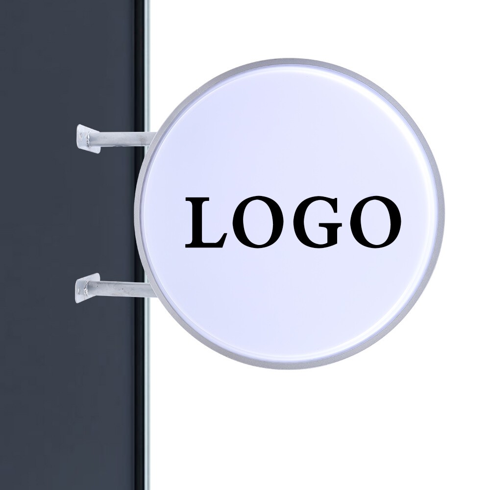 24" LED Double Sided Round Light Box Outdoor Sign Advertising Projecting Light