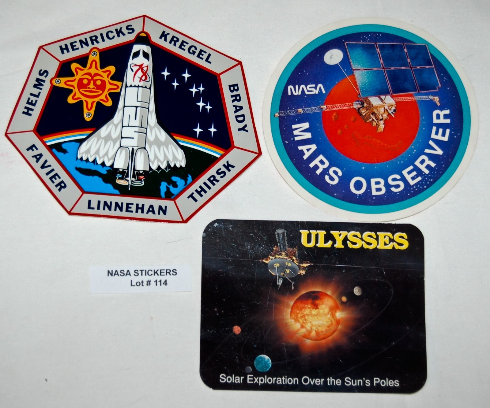 VINTAGE NASA Car Window Set of 3 Stickers Patches Space Missions Lot#114