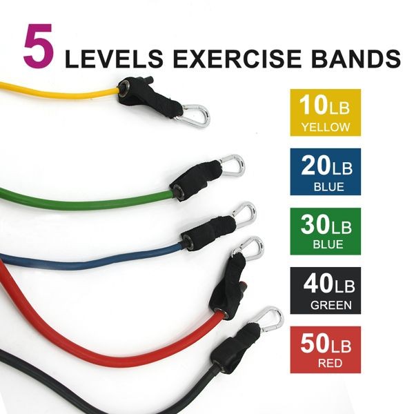 5 PC Resistance Bands Set - Workout Exercise Fitness Bands - NEW