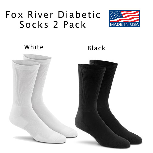 Fox River Diabetic FoxSox with Odor Guard Cushion Crew Socks 2 Pair NEW