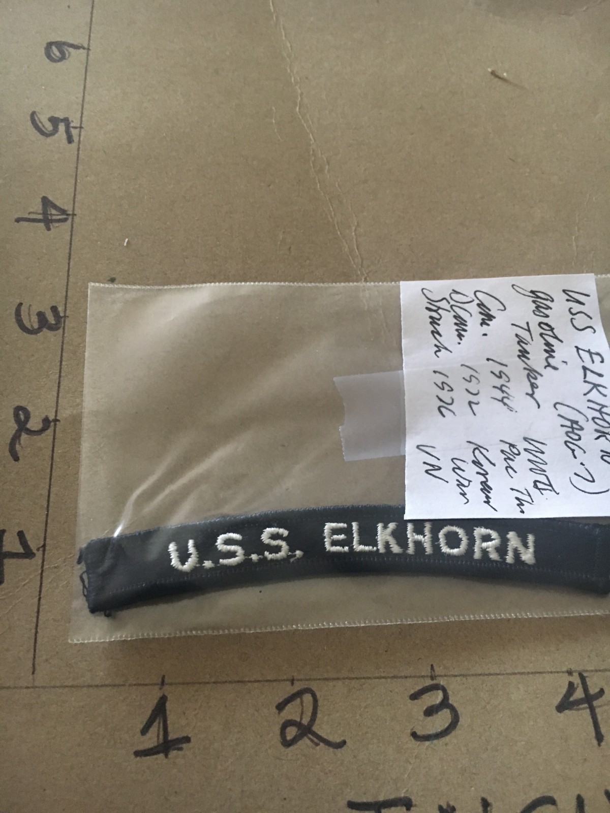 US NAVY SHOULDER STRIP TAB *** rocker *** Patch USS Elkhorn