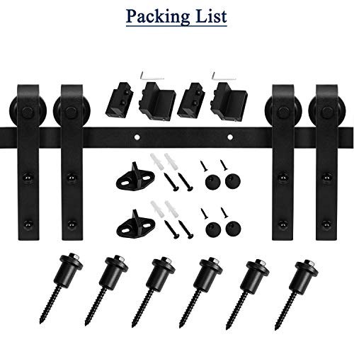 8FT Double Door Sliding Barn Door Hardware Track - 8FT-Double Door Kit