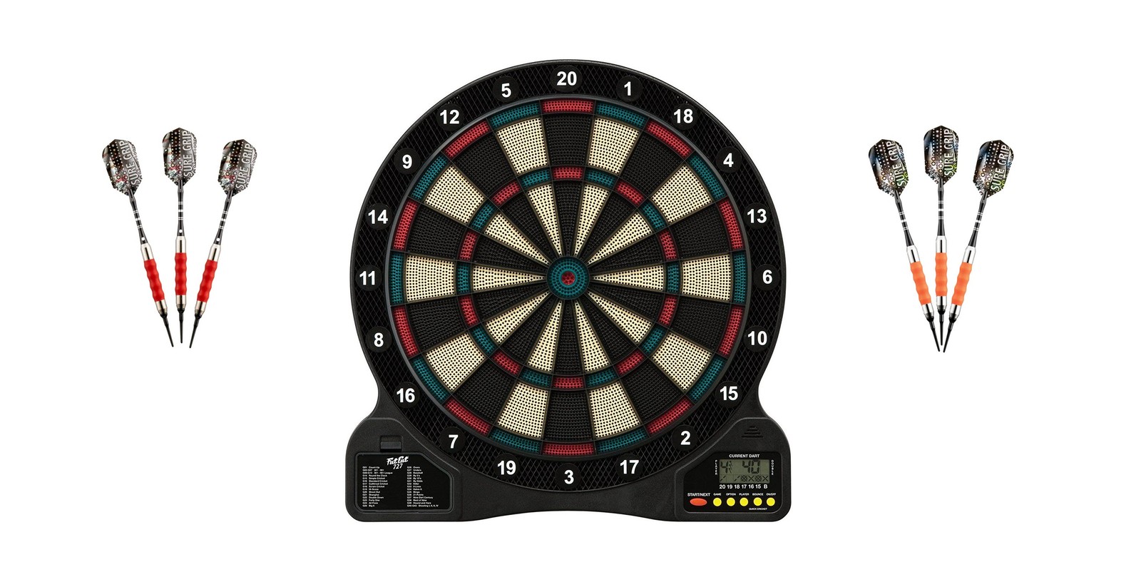 Electronic Soft Tip Dartboard + Viper Orange Darts 18 Grams + Red Darts
