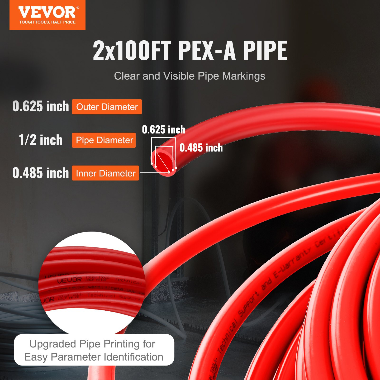 1/2" PEX-A Pipe 2x100ft Red Blue PEX Tubing for Hot Cold Water w/Cutter