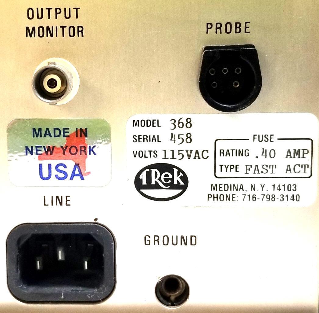 Trek 368 Electrostatic Voltmeter 115VAC Fuse 0.40A Type Fast Acting