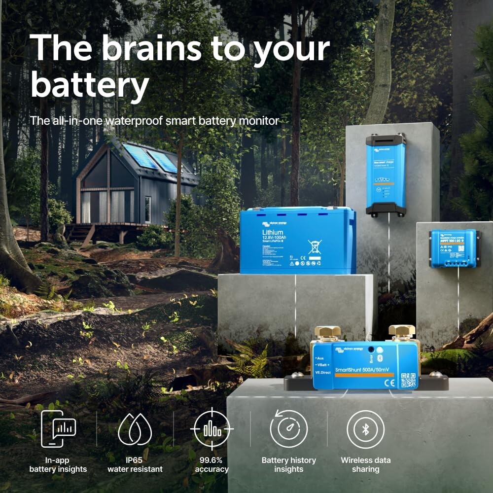 Victron SmartShunt 500A IP65 Bluetooth Battery Monitor 6.5-70V VE.Direct