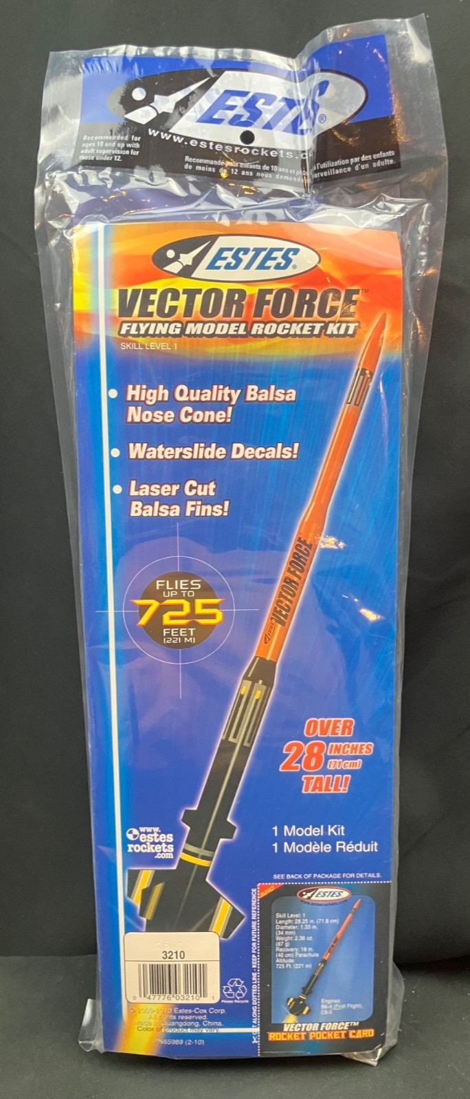 Estes Vector Force Flying Model Rocket Kit #3210 - Sealed