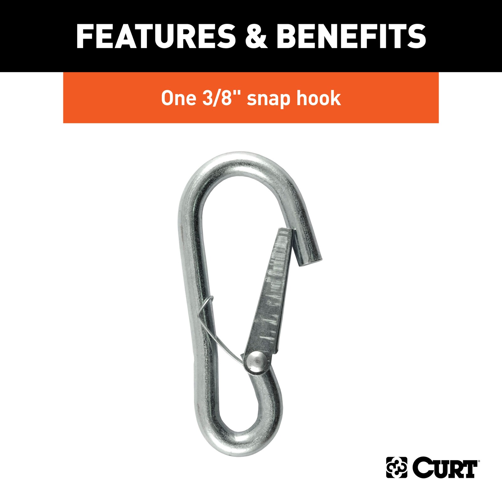 Curt-27" Safety Chain with 1 Snap Hook (2,000 lbs, Clear Zinc)